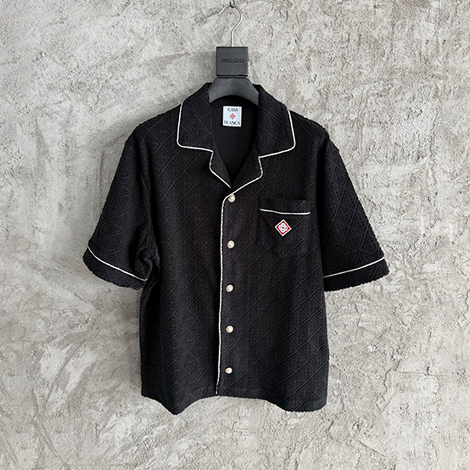 casablanca jacquard terry cotton short sleeve shirt